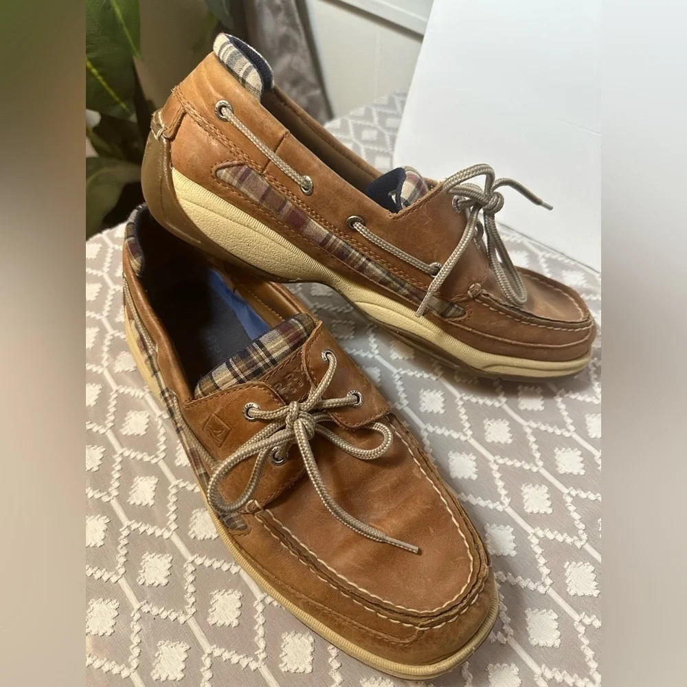 Men’s Madras Plaid Lanyard Sperry Topsider Loafers Size 12
